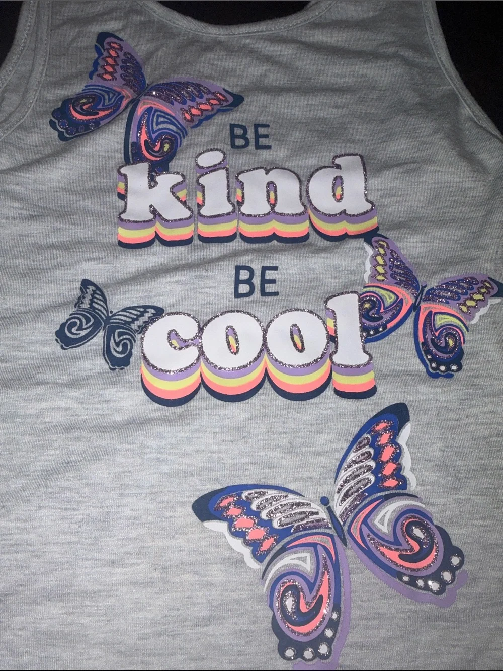 wonder nation Gray Tank with Colorful Butterfly 'Be Kind Be Cool' Graphic